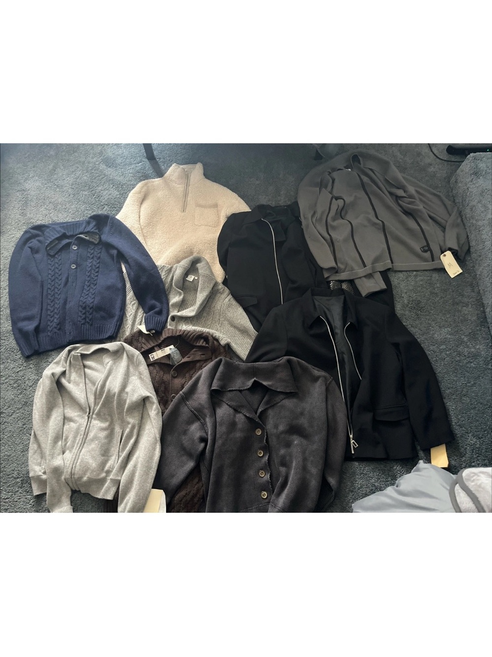 Mixed Neutral Zip & Button Jackets Collection - Black, Gray, Cream,Navy Medium
